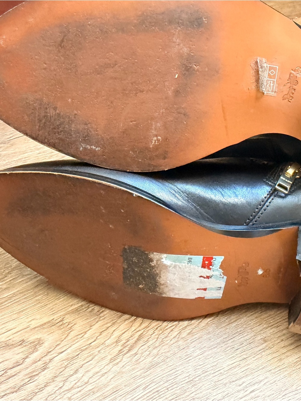 Coach Black Leather Ankle Boots with Gold Stud Accents - Picture 7 of 14